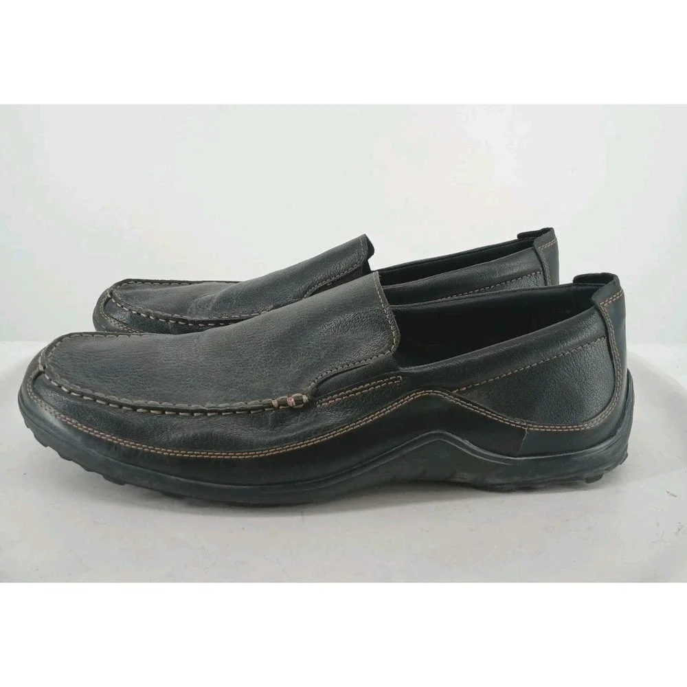 Cole Haan Venetian Driving Loafers Men's Size 14M Black Leather Moc-Toe Shoes C1